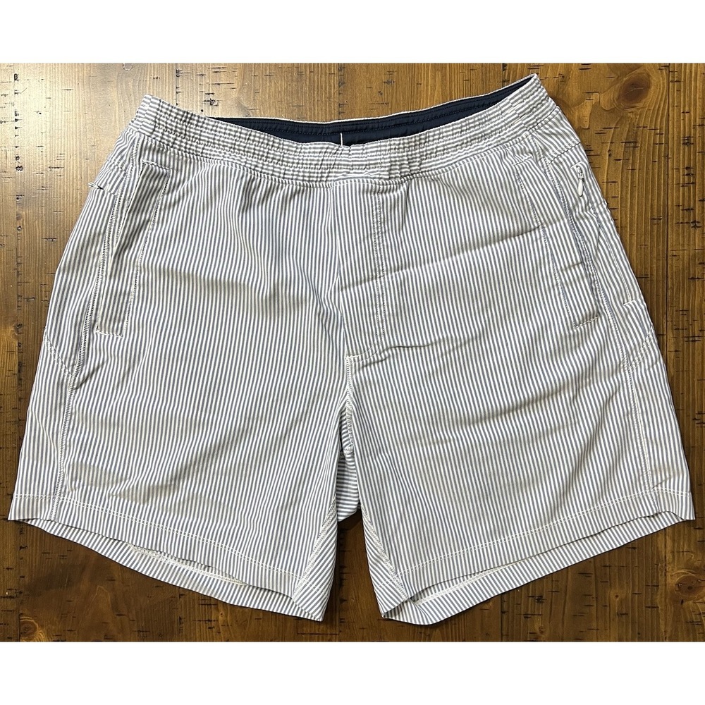 Birddogs Mens Large Classic Boom Boomstick Shorts Navy Blue White Striped Lined